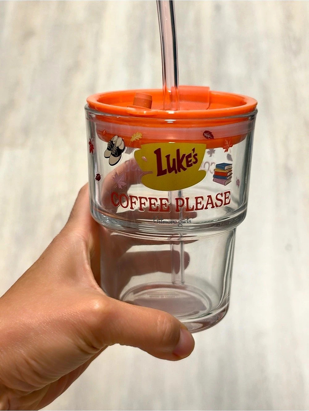 Silver Buffalo Gilmore Girls Luke's Diner Glass Tumbler with Lid and Straw
